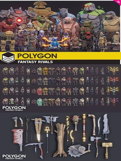 Unity低多边形- 梦幻对手游戏3D角色库（unitypackage）