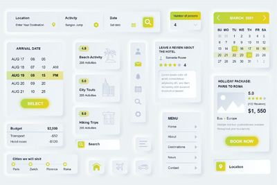 旅行元素移动应用UI工具包(AI,EPS,JPG,PNG,PDF,SVG)