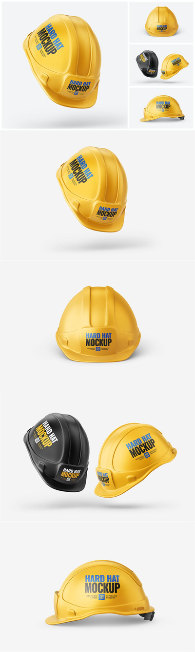 少见稀有的安全帽VI设计样机展示模型mockups