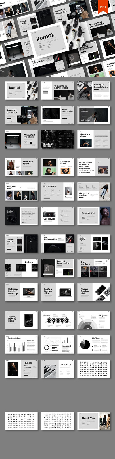 高端时尚专业的高品质商业商务powerpoint幻灯片演示模板（pptx）