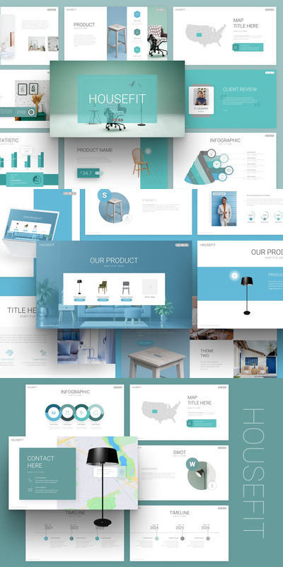 室内装修展示模板 (PPTX)