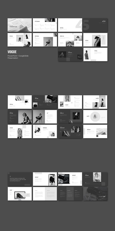 VOGUE - 时尚黑白内容PPT模板 (PPT,PPTX)
