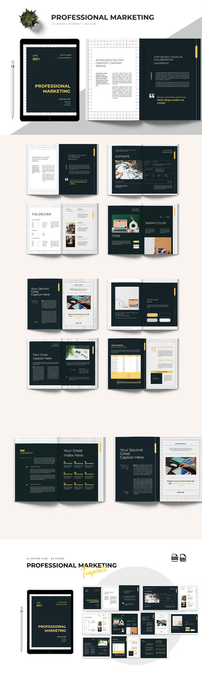 时尚专业的营销建议品牌手册画册宣传册杂志楼书设计模板