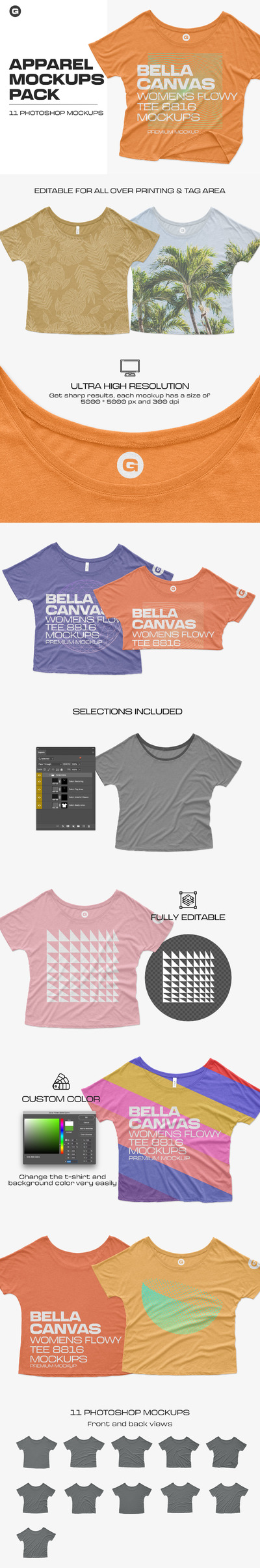 作品图案展示T恤服装样机 (psd)