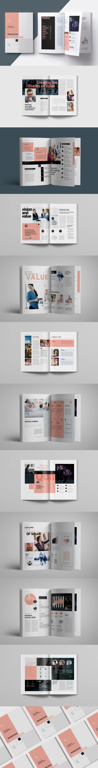 时尚高端专业的高品质商业商务手册宣传册画册杂志房地产楼书设计模板