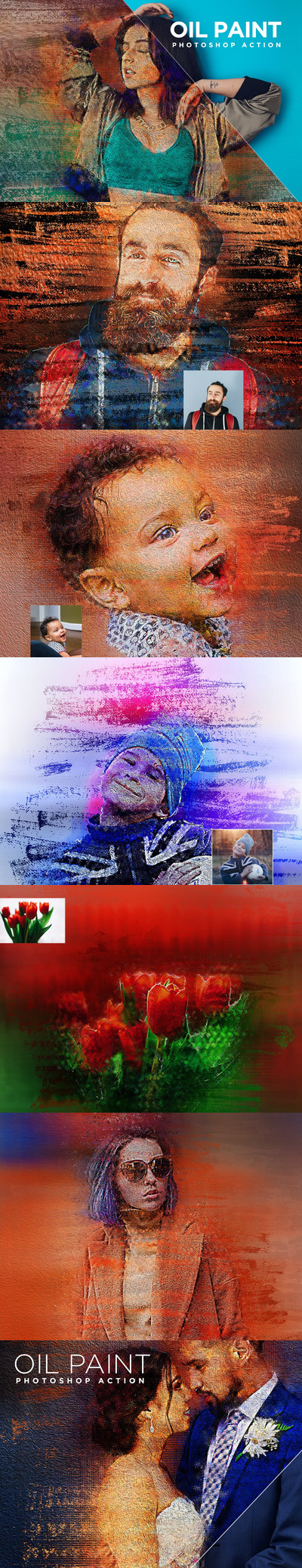 高品质的手绘油漆油画photoshop动作预设