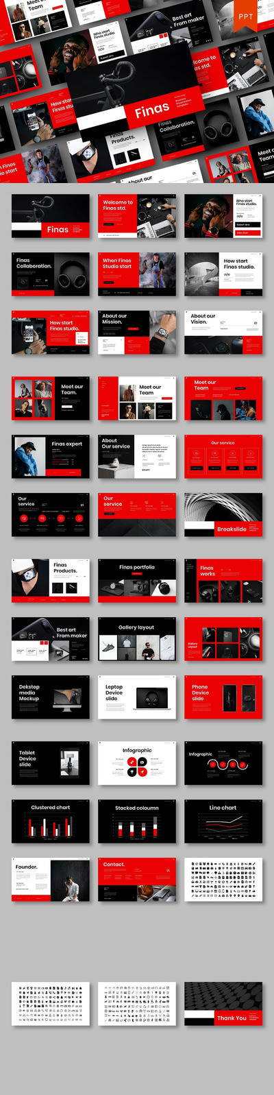 高端时尚商业商务powerpoint幻灯片演示模板（pptx）