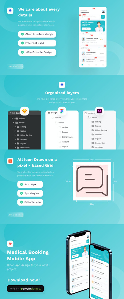 医生医院医疗服务预约APP UI (FIG,SKETCH,XD)