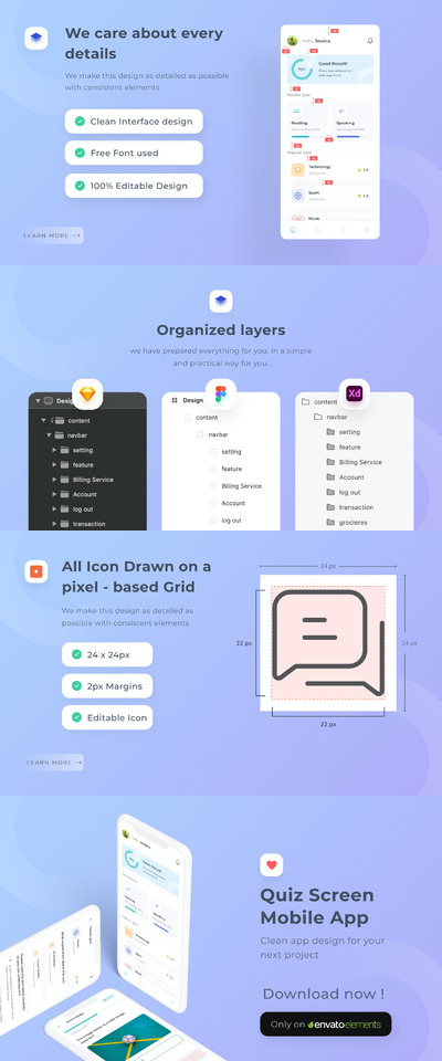 清新小问卷题目测试APP UI (FIG,SKETCH,XD)