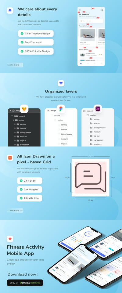 健身活动APP UI (FIG,SKETCH,XD)
