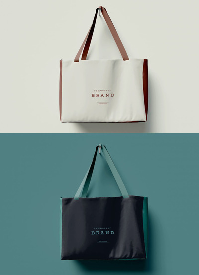 高品质的房地产手提袋购物袋无纺布袋VI设计样机展示模型mockups