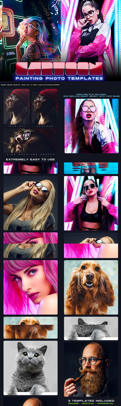 时尚高端逼真质感的手绘漫画photoshop动作预设