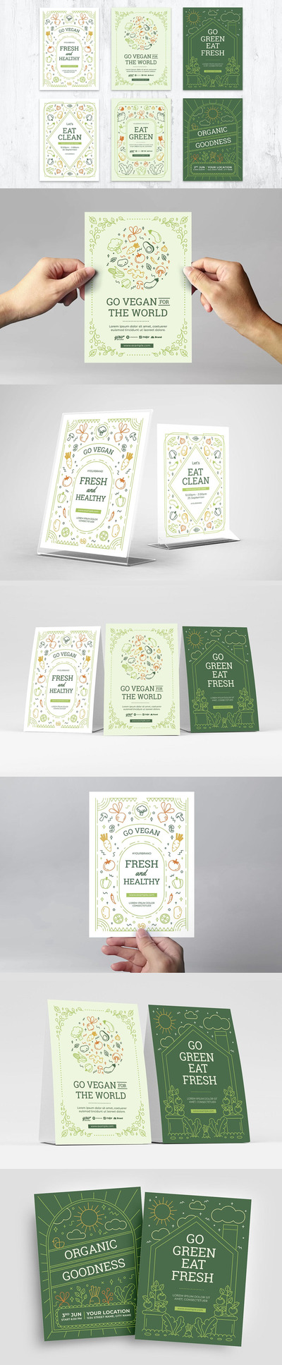 时尚高端简约清新餐饮海报宣传单DM设计模板-AI，PSD