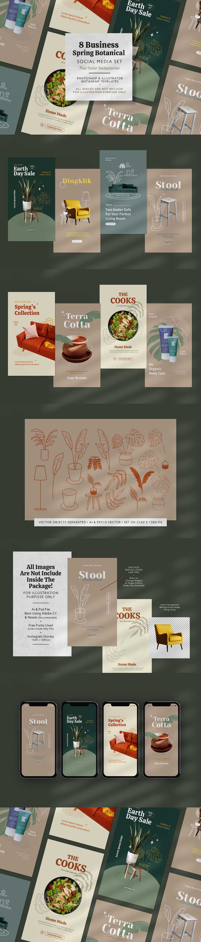 时尚高端优雅春季夏季Instagram社交媒体banner海报设计模板-AI，PSD