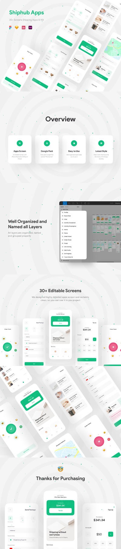 物流快递服务APP Ui (FIG,SKETCH,XD)
