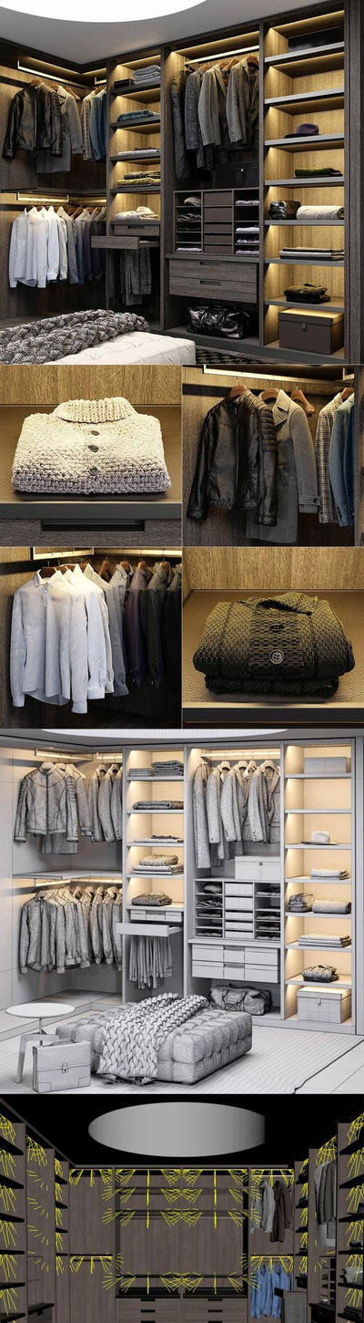 男人的衣柜+衣服3D模型套装下载（OBJ,MAX）