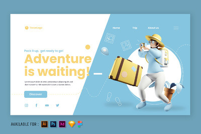 旅行网站首页模板 (AI,EPS,FIG,JPG,PNG,PSD,SVG,SKETCH,XD)