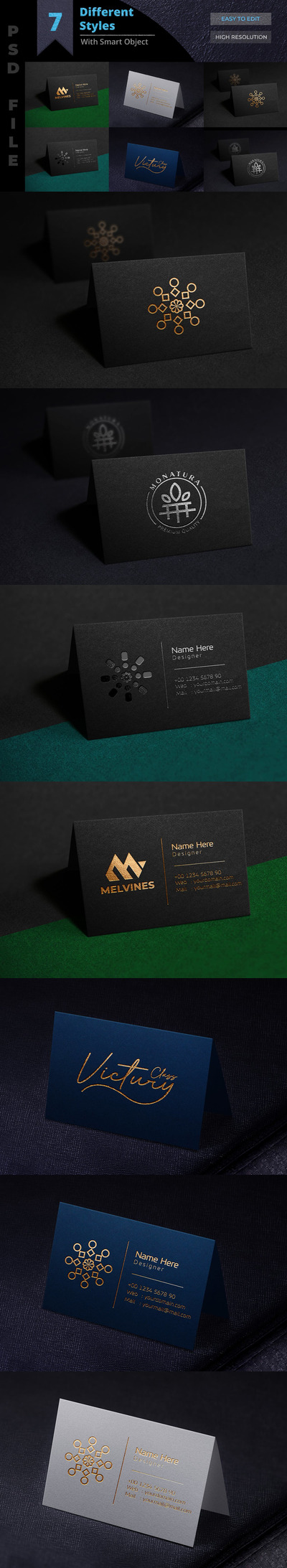 高端房地产名片设计VI样机展示模型mockups