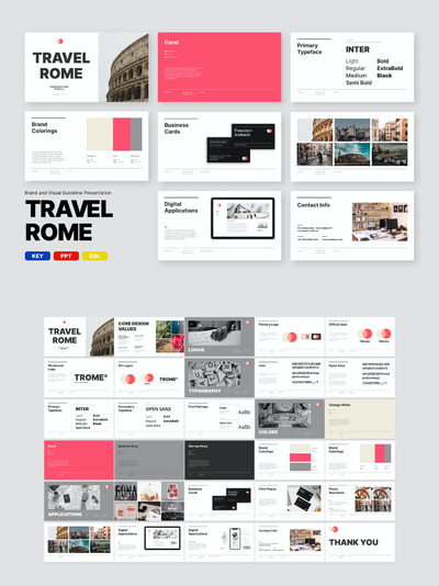 时尚高端专业的高品质品牌手册VI设计powerpoint幻灯片演示模板（pptx&key）