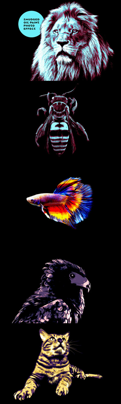 高品质时尚手绘油画质感photoshop动作预设图层样式