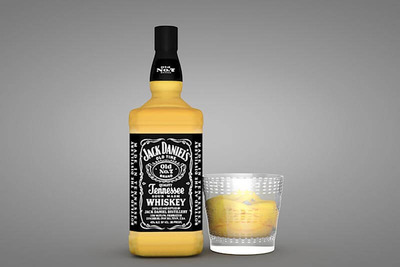杰克丹尼威士忌酒瓶3D模型工程文件+教程（C4D）