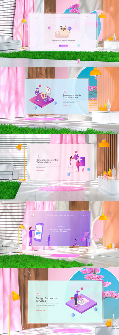 抽象梦幻的电视屏幕样机(PSD)