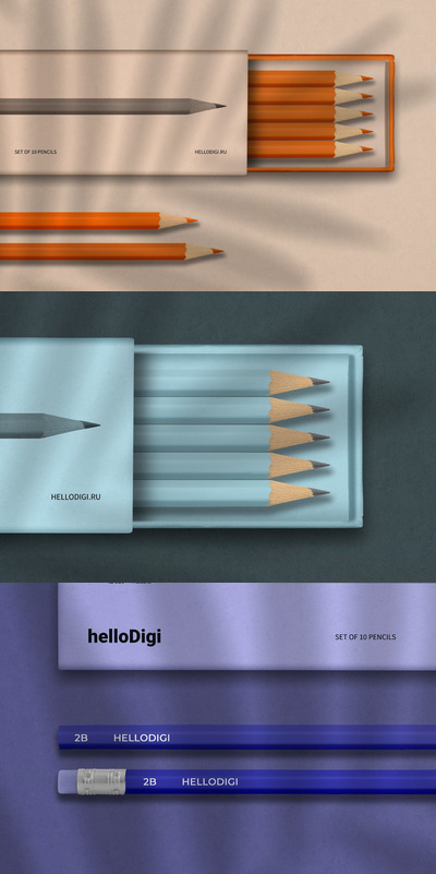 文具铅笔盒包装模型(PSD)