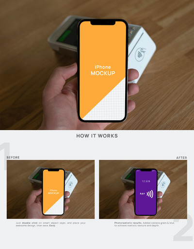 iPhone12Pro终端上的实物模型(PSD,PDF)