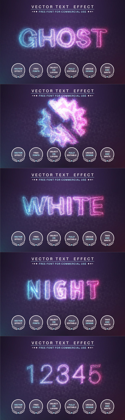 高品质的LED霓虹灯发光illustrator立体字图层样式-AI，EPS