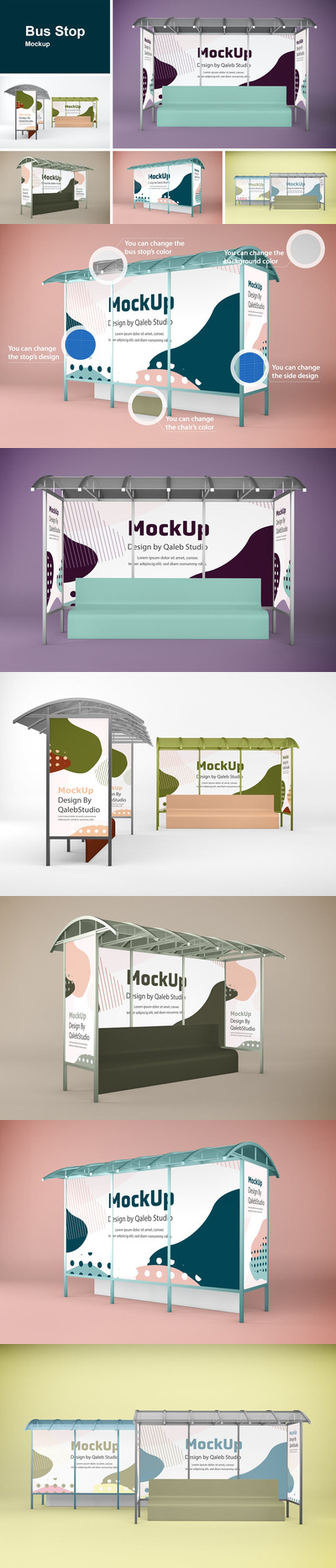 公交车站厅广告设计VI样机展示模型mockups