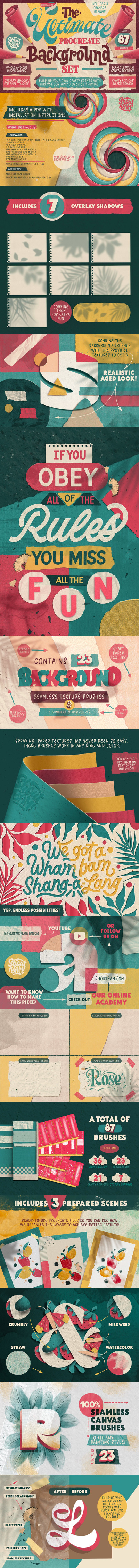 Procreate画布/纸张纹理笔刷背景合集[1.35GB,brushset]