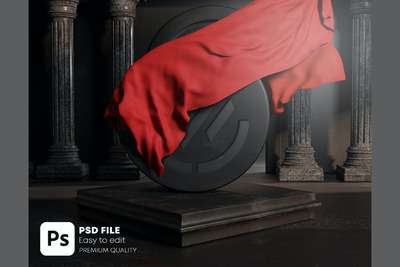 雕刻徽标LOGO标志设计覆盖红布VI样机展示模型mockups