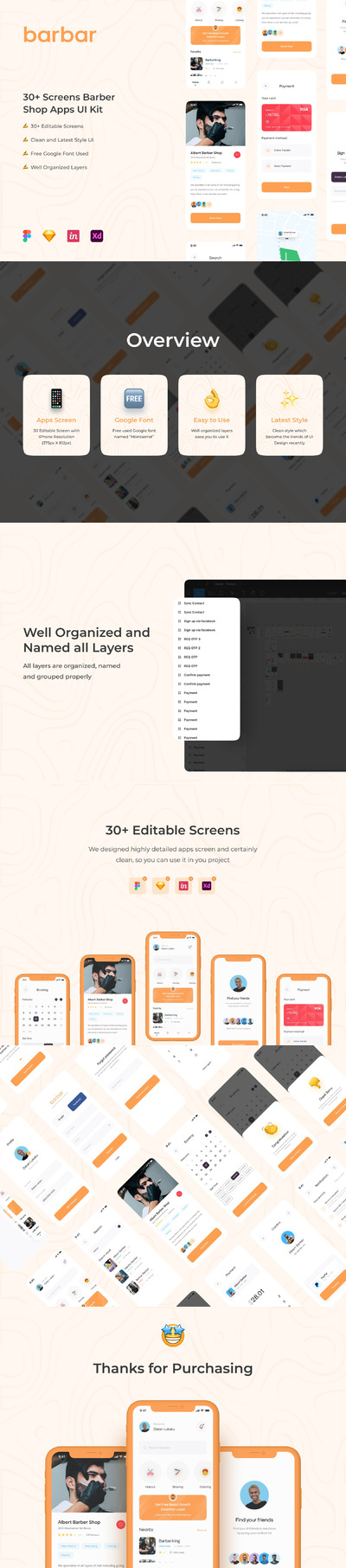 来理发店APP UI模板 (FIG,SKETCH,XD)