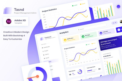 企业项目人物管理后台UI模板 (XD)