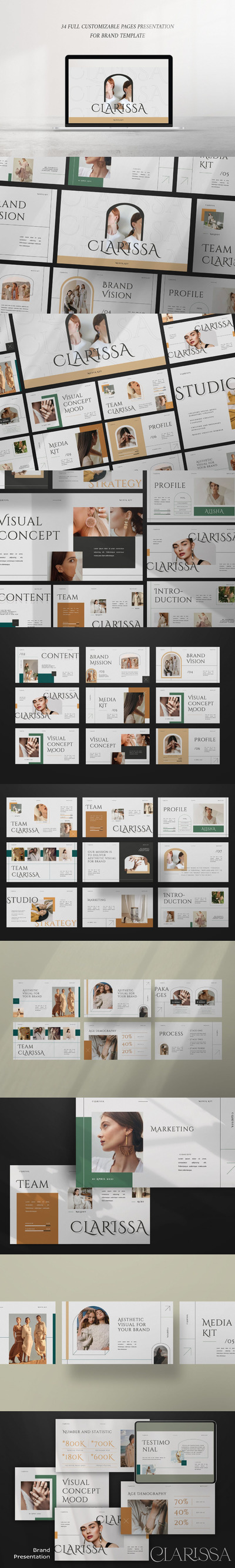 时尚高端简约清新优雅多用途的品牌展示powerpoint幻灯片演示模板（pptx）