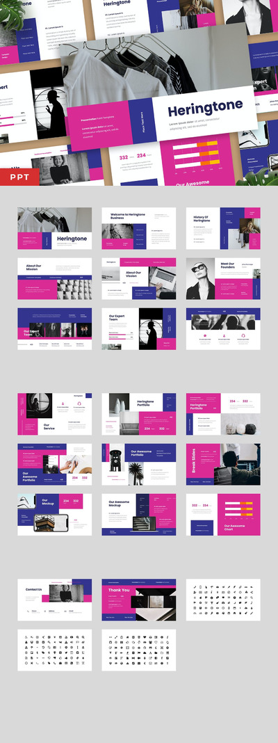 时尚高端简约清新多用途的powerpoint幻灯片演示模板（pptx）