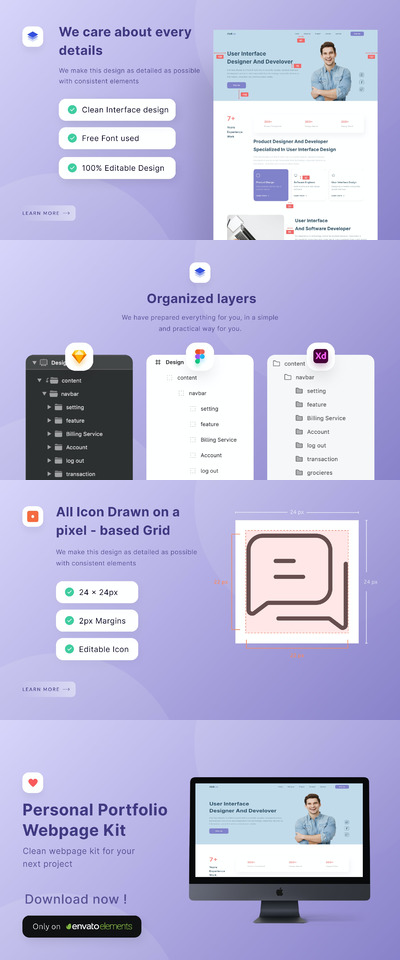 个人简历网页模板 (FIG,SKETCH,XD)