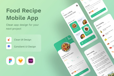 美食食品配方知识网站APP UI (FIG,SKETCH,XD)