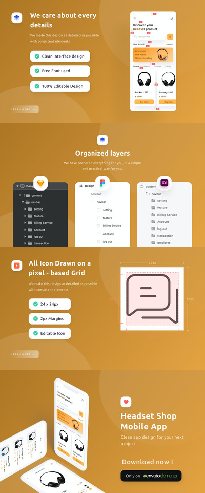 耳机专卖电商APP UI模板 (FIG,SKETCH,XD)