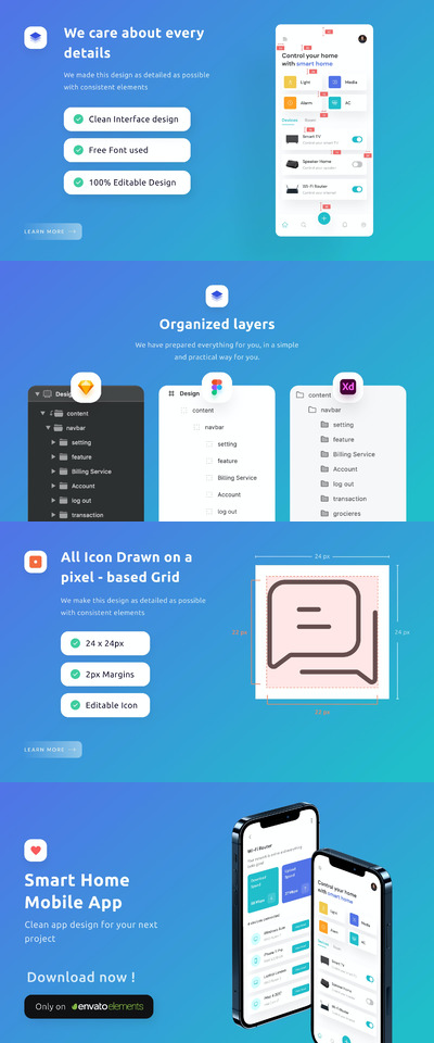 智能居家APP UI模板 (FIG,SKETCH,XD)