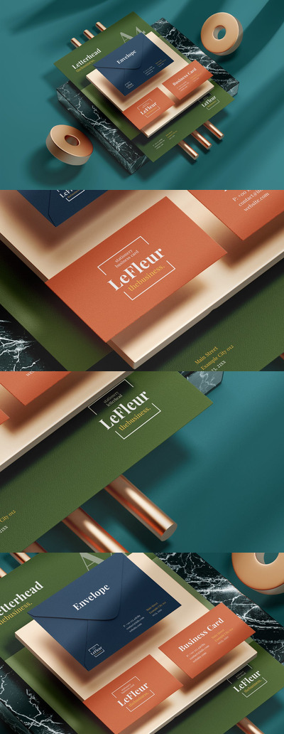 时尚高端现代文具VI设计样机展示模型mockups