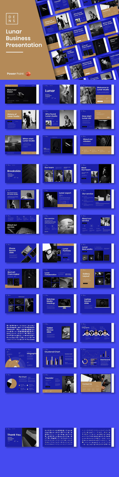 时尚高端配色的高品质商业商务powerpoint幻灯片演示模板（pptx）