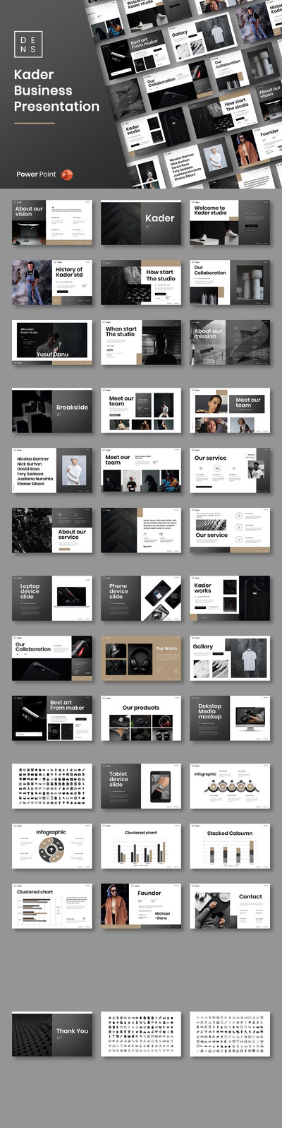 高端时尚高级灰配色的多用途商务商业powerpoint幻灯片演示模板（pptx）