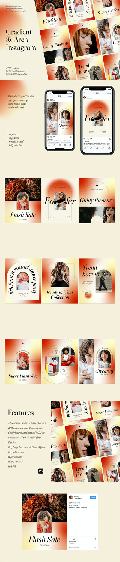 时尚清新高端渐变配色的高品质Instagram社交媒体banner海报设计模板集合