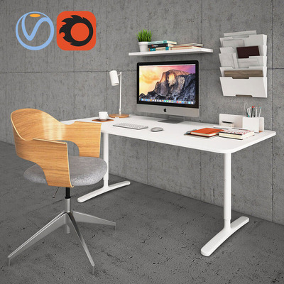 宜家风格工作台场景3D模型下载（OBJ,FBX,MAX）