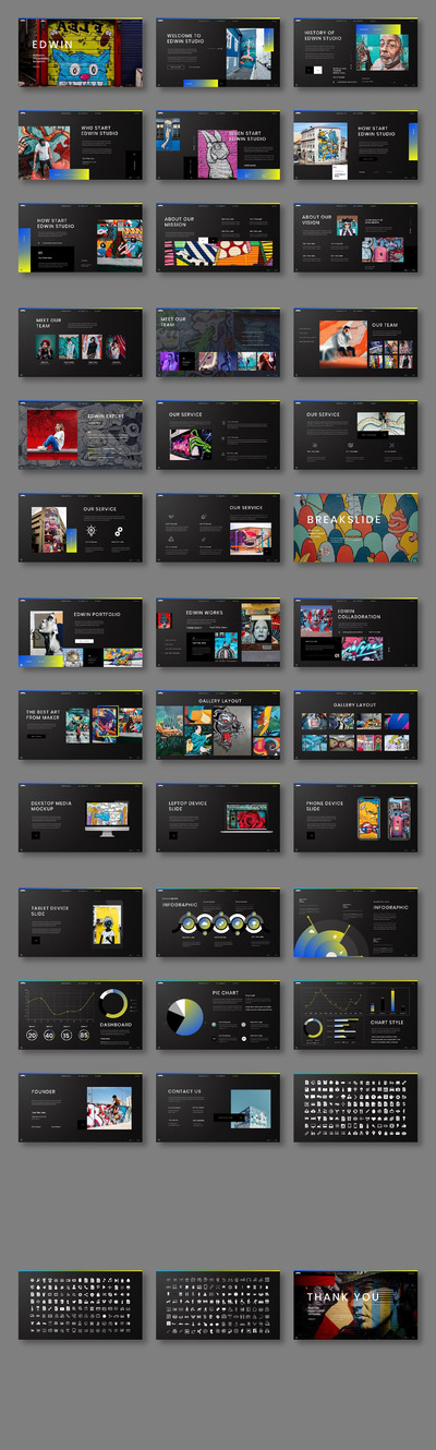 艺术商业PPT演示模板 (PPTX)