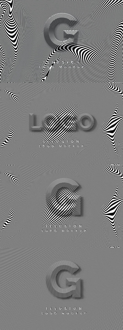 个性波浪幻觉logo标志设计VI展示模型mockups