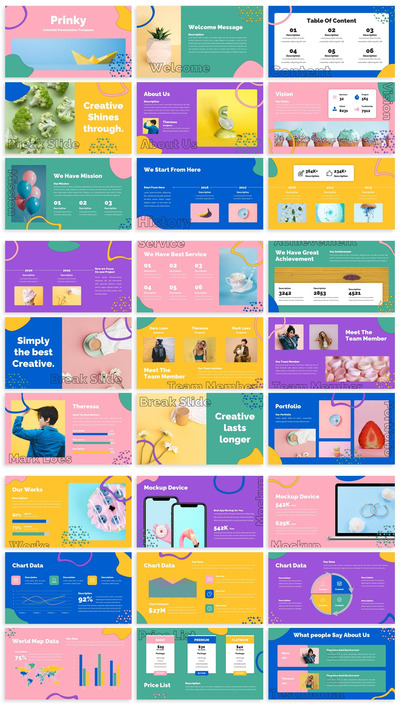 时尚多彩创意PPT模板 (PPTX,PPT)