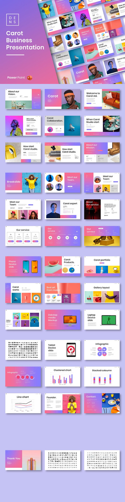 高端时尚清新简约多用途的商业商务powerpoint幻灯片演示模板（pptx）