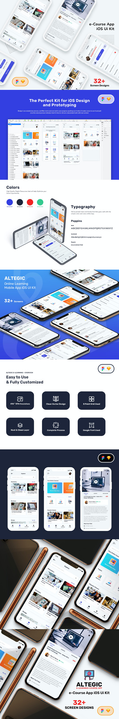 在线学习网课APP模板(SKETCH,FIG)
